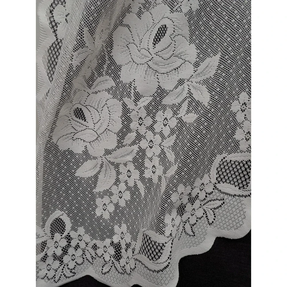 Vintage Cafe Curtain Lace Tiered Valance One Piece Bow Coquette Cottage Core